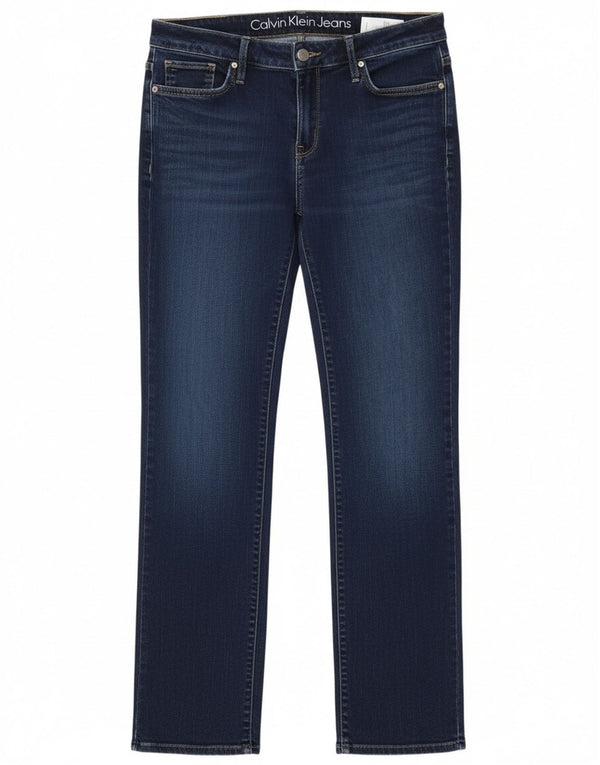 Calça jeans reta feminina Calvin Klein W30 L32 azul marinho