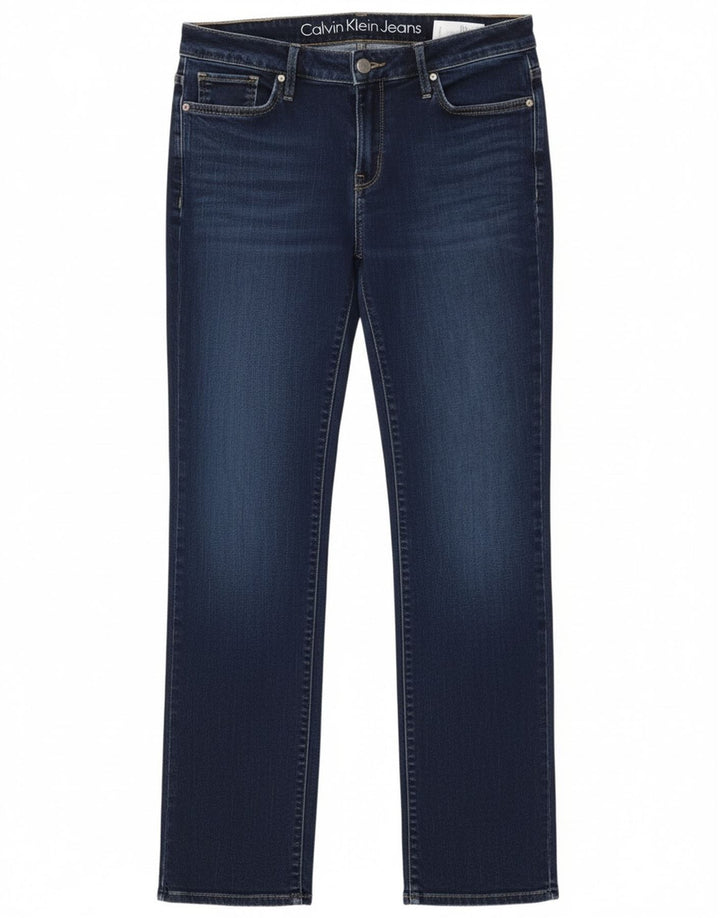 Calça jeans reta feminina Calvin Klein W30 L32 azul marinho