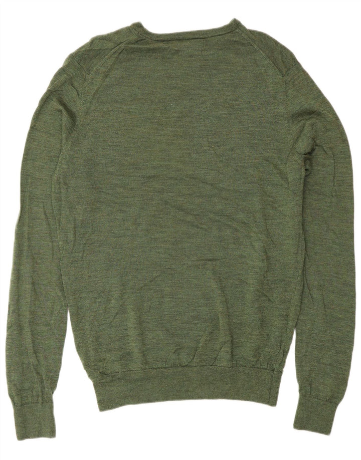 Suéter masculino Zara com gola canoa de lã verde médio