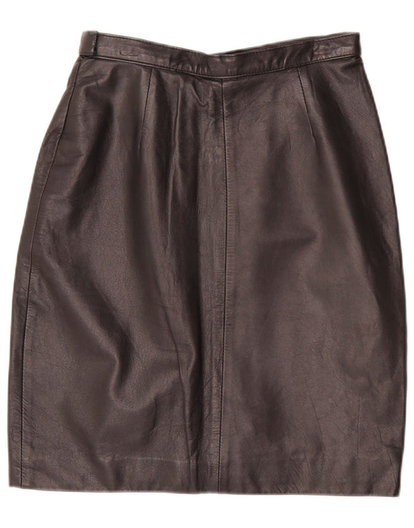 Saia de couro feminina vintage IT 44 médio W28 preta