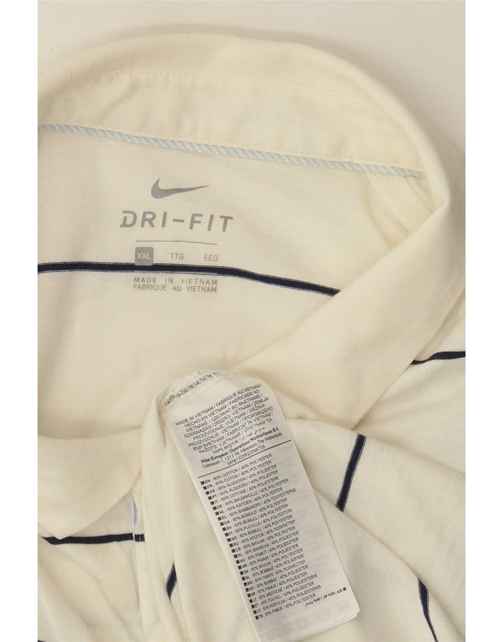 Camisa polo masculina Nike Regular Fit 2XL de algodão listrado branco