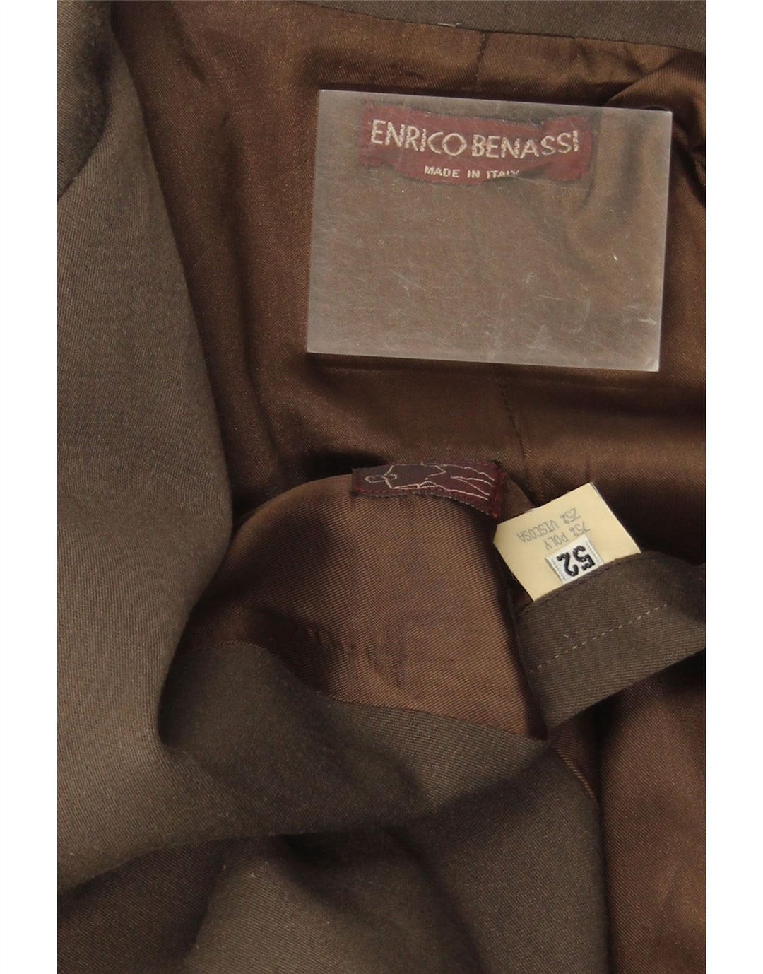 Jaqueta de blazer com peito duplo masculino vintage IT 52 XL poliéster marrom