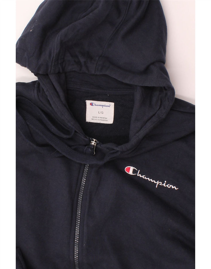 CHAMPION Mens Zip Hoodie Sweater Large Navy Blue Cotton Vintage Champion and Second-Hand Champion from Messina Hembry 