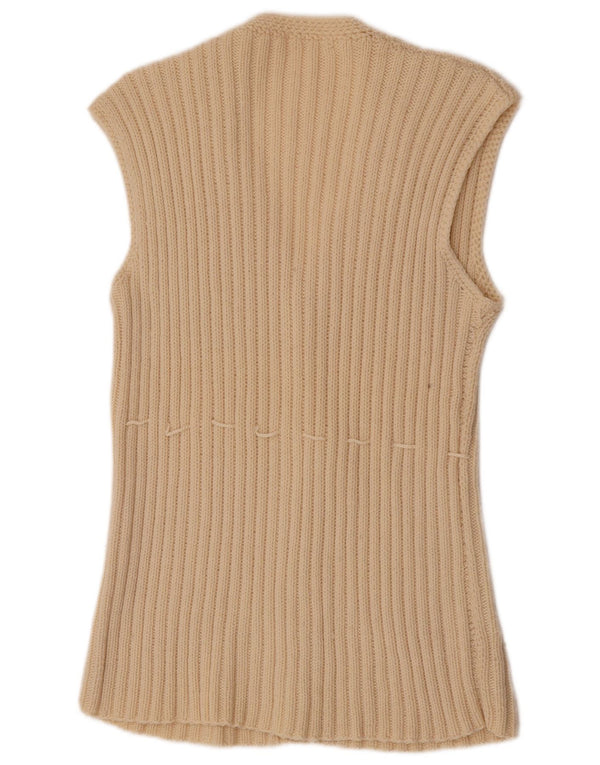 Suéter cardigã feminino vintage sem mangas UK 14 Médio Off White