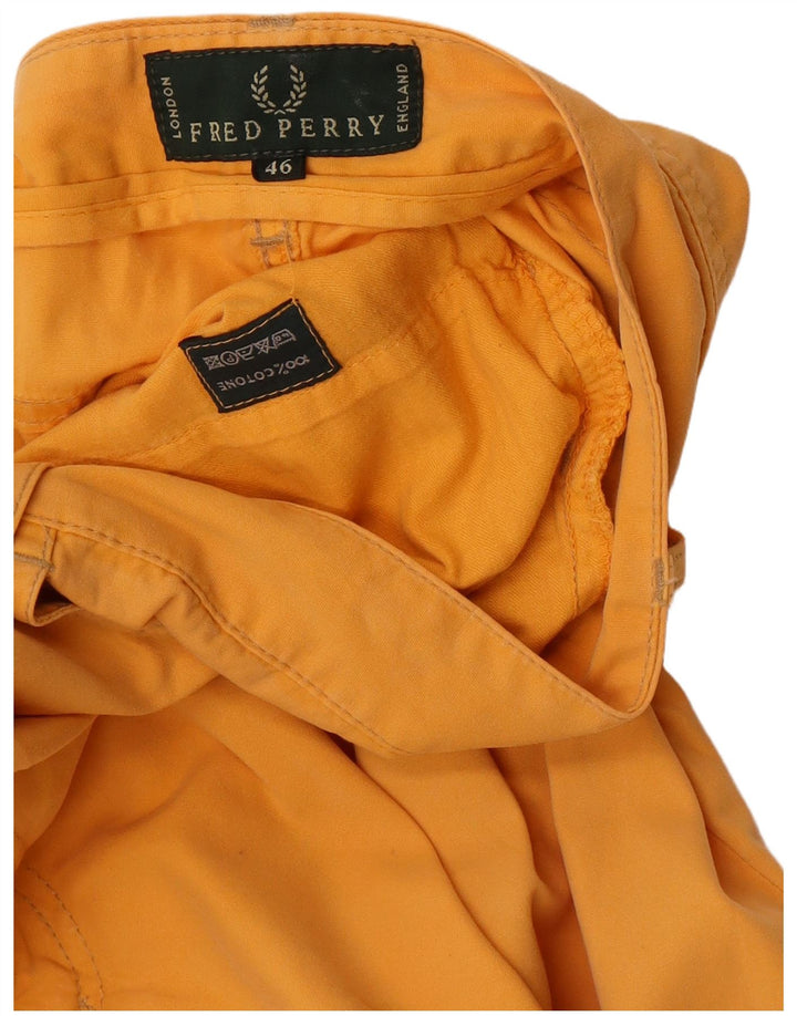 Fred Perry Mens Casual Shorts IT 46 Pequeno W32 Algodão Amarelo