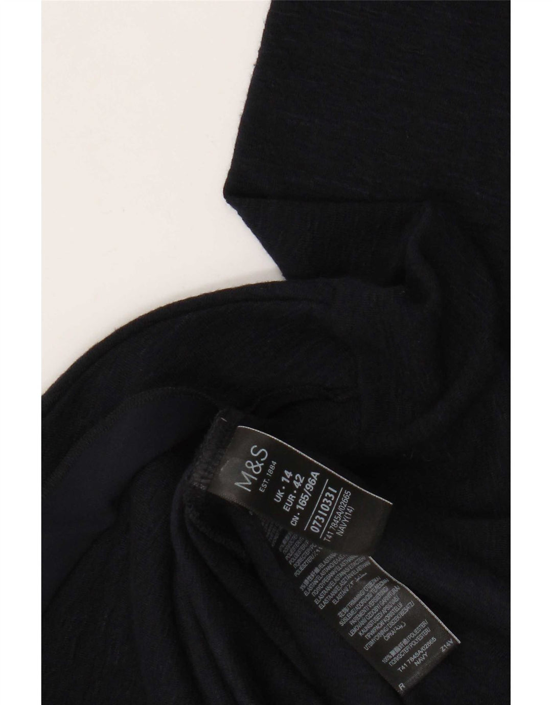 Top feminino Marks & Spencer manga comprida UK 14 grande poliéster azul marinho