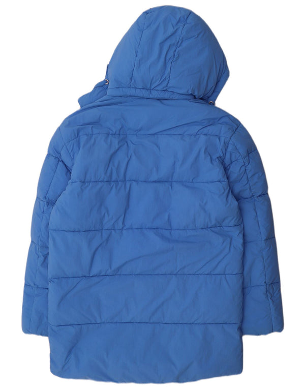 Casaco acolchoado com capuz masculino Tommy Hilfiger Reino Unido 36 pequeno azul poliamida