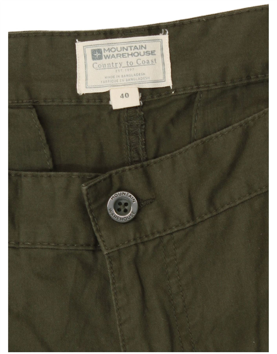 Shorts cargo masculino Mountain Warehouse W40 XL algodão cáqui