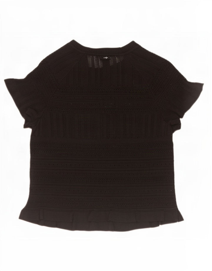 Blusa feminina Zara Crop Knit Top Reino Unido 12 Médio Preto