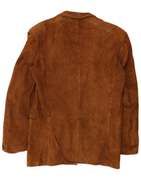 Jaqueta blazer feminina vintage de camurça com peito duplo IT 50 XL couro bege