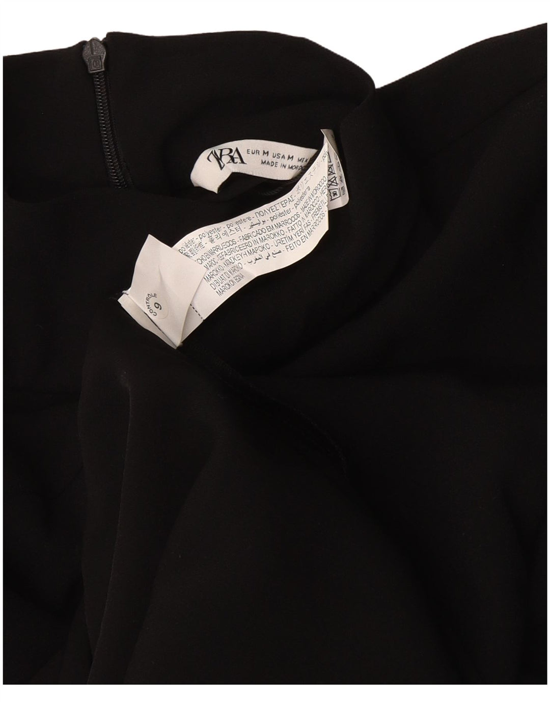 Vestido maxi feminino de manga comprida Zara UK 12 poliéster preto médio
