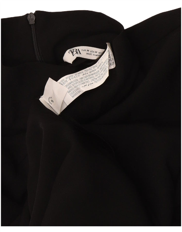 Vestido maxi feminino de manga comprida Zara UK 12 poliéster preto médio