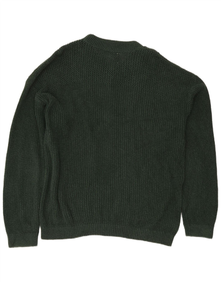 Suéter masculino Eddie Bauer com gola com botão e algodão verde grande