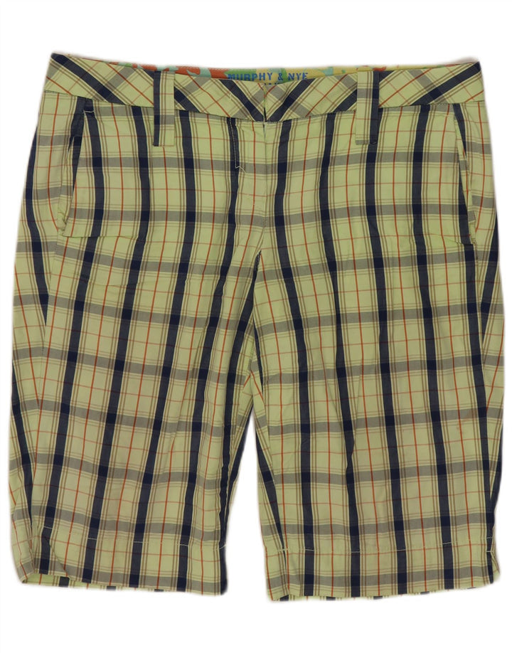 Murphy & Nye Mens Chino Shorts W34 Grande Algodão Xadrez Verde