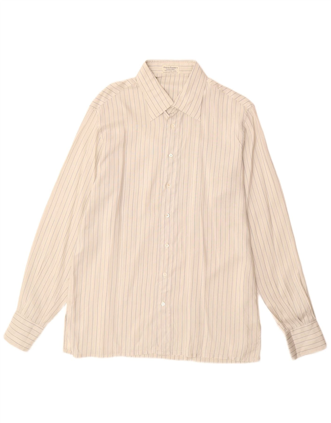 Camisa masculina vintage tamanho 42 16 1/2 seda listrada cinza grande