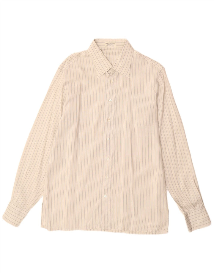 Camisa masculina vintage tamanho 42 16 1/2 seda listrada cinza grande