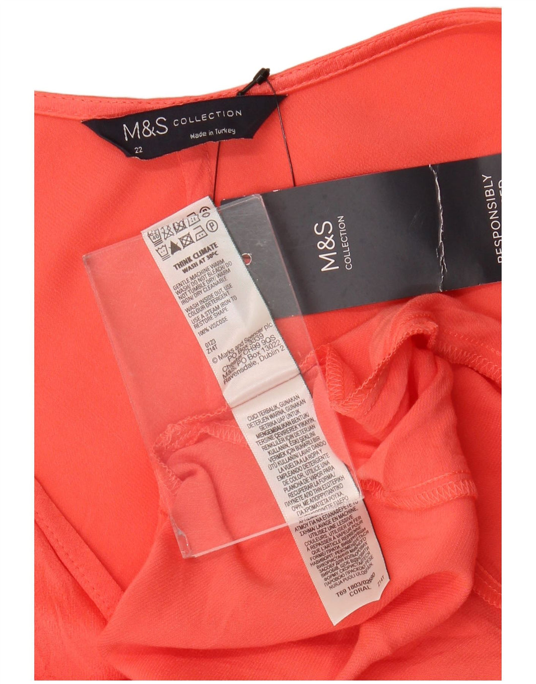 Vestido maxi regular feminino Marks & Spencer Reino Unido 22 3XL viscose laranja