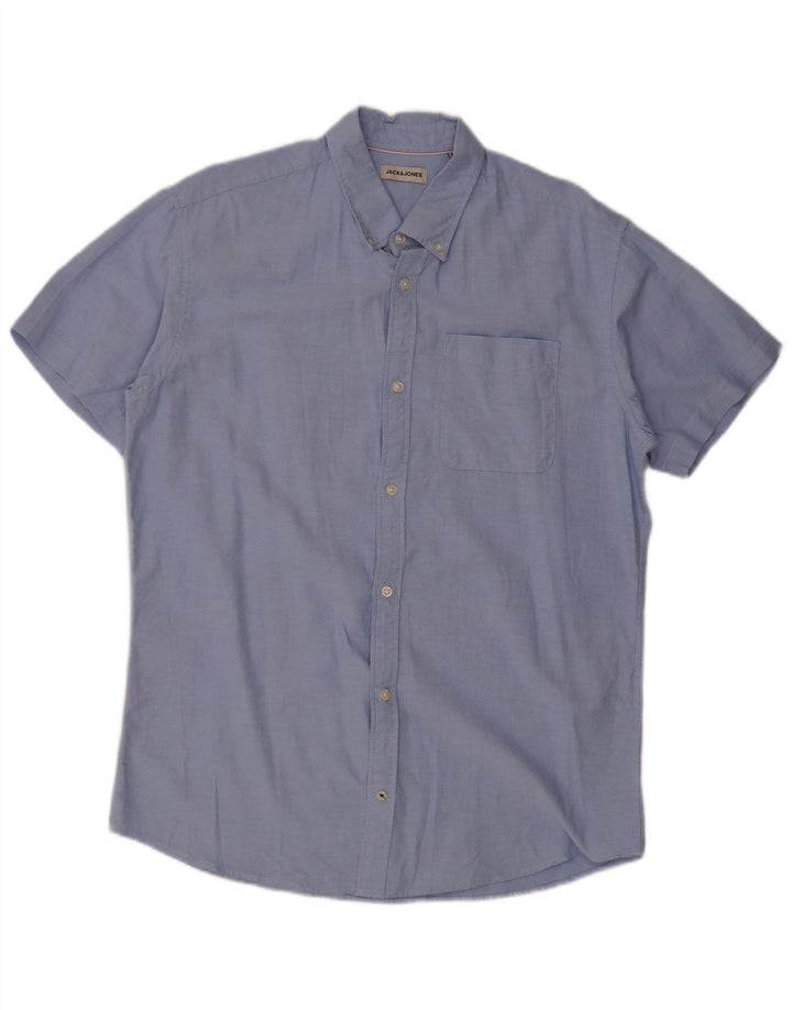Camisa masculina de manga curta Jack & Jones XL azul algodão
