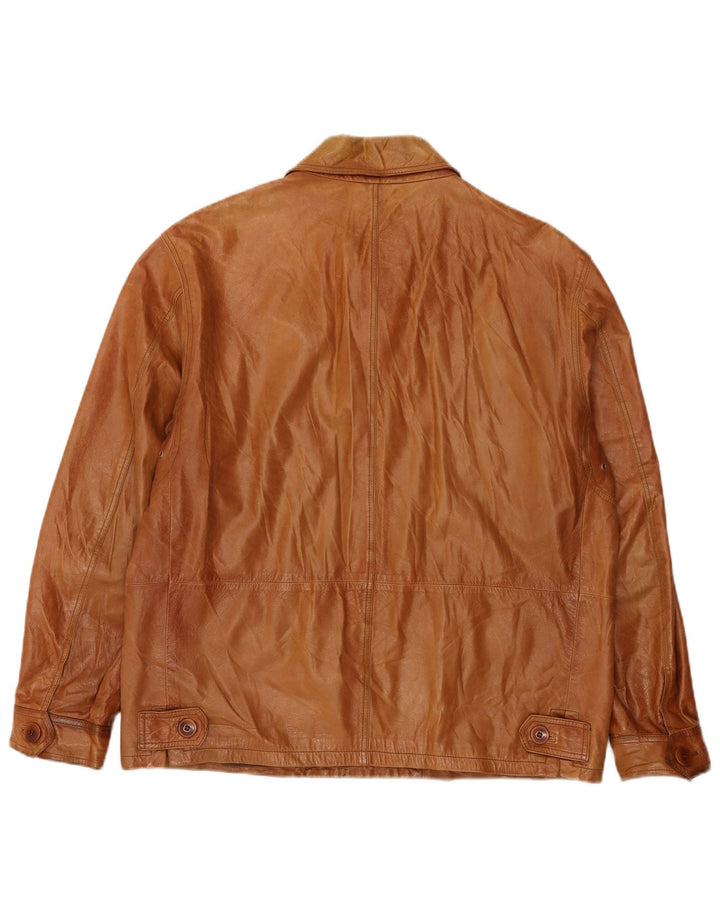 Jaqueta de couro básica masculina Vittorio Forti IT 50 grande couro marrom