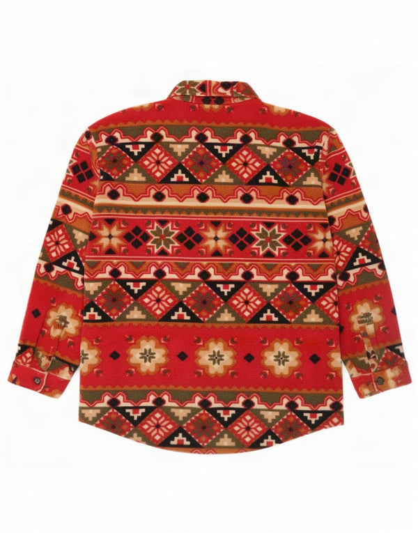Jaqueta de lã masculina vintage UK 42 XL vermelho geométrico