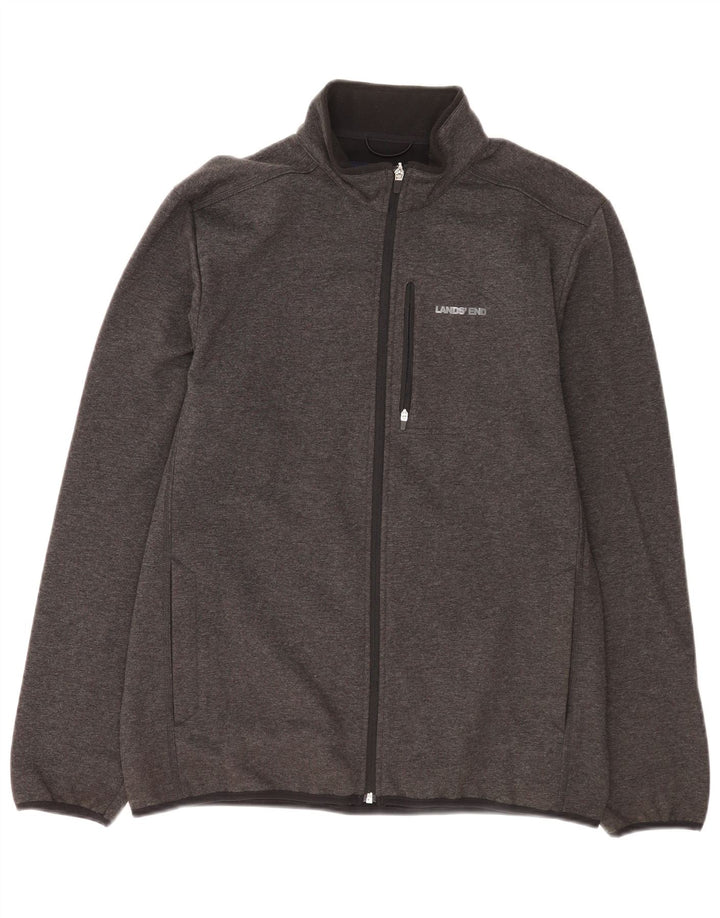 Jaqueta masculina de agasalho Lands End, algodão manchado cinza médio