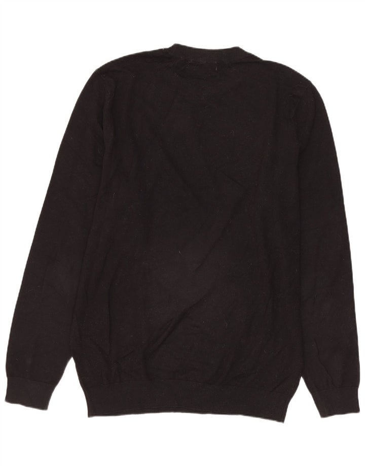 Suéter feminino Zara com gola redonda e viscose preta média UK 14