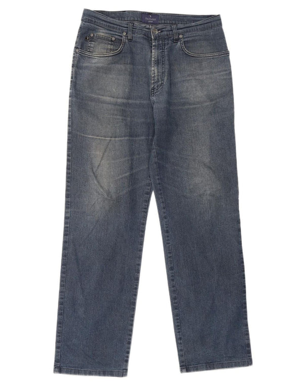 Trussardi Mens Straight Jeans W34 L30 Azul Algodão