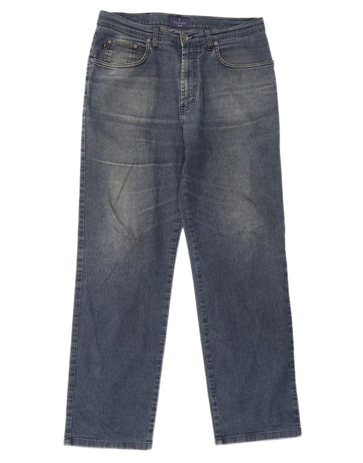 Trussardi Mens Straight Jeans W34 L30 Azul Algodão