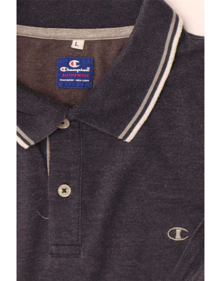 Camisa polo masculina Champion grande listrada cinza