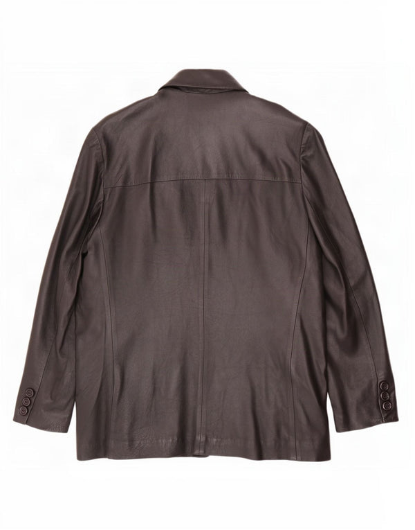 Jaqueta blazer masculina de couro com 2 botões MONTANA Reino Unido 42 XL preta