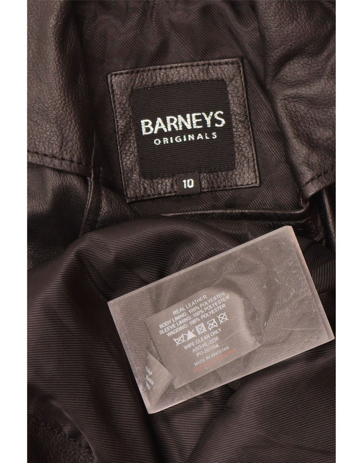 Jaqueta feminina de couro para motociclista BARNEYS EUA 10 grande couro preto