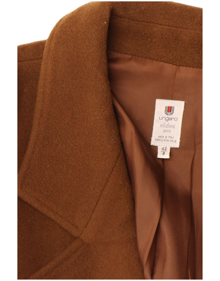 Casaco feminino Ungaro com peito duplo IT 42 lã virgem marrom médio