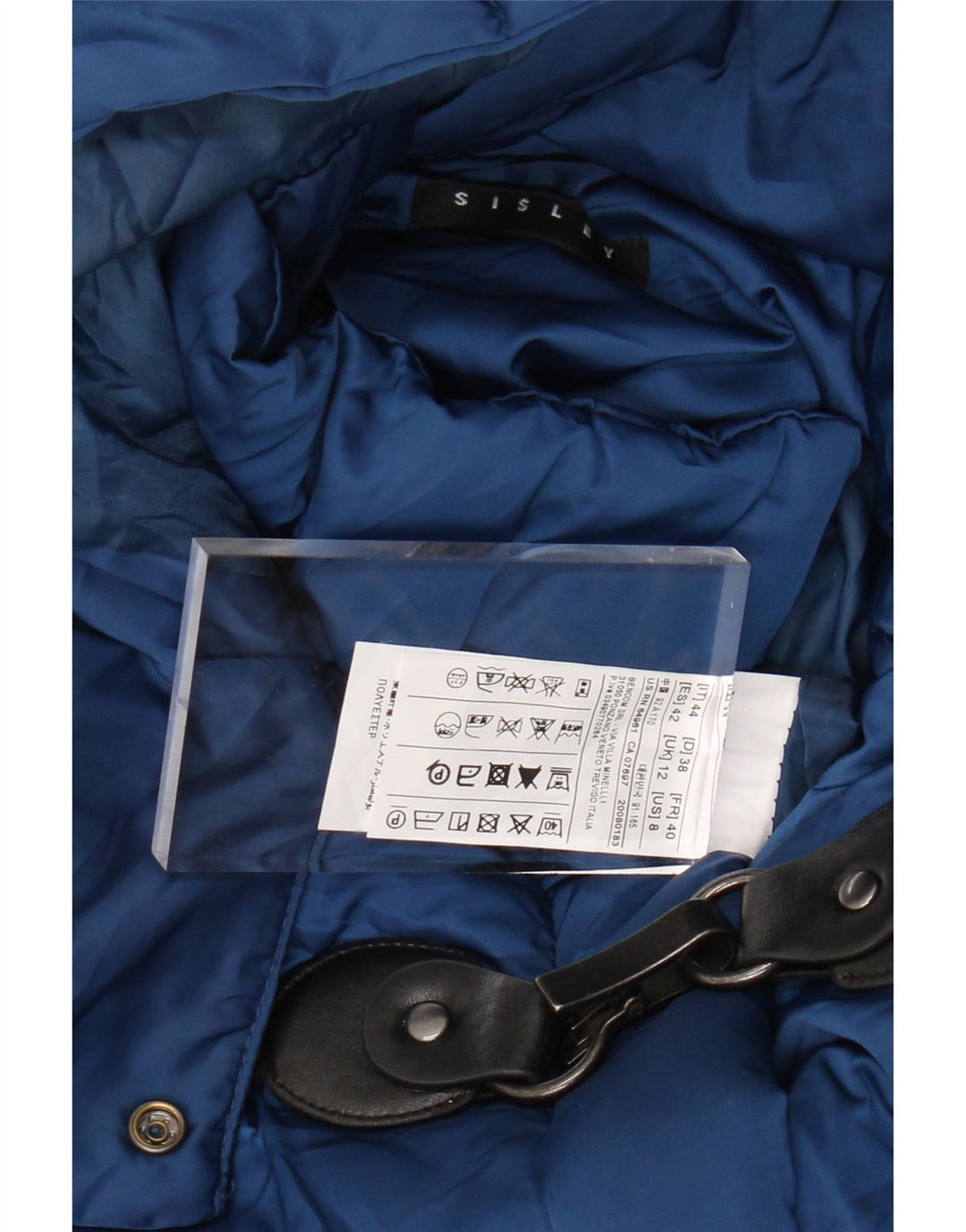 Jaqueta acolchoada com capuz feminina SISLEY UK 12 poliéster azul médio
