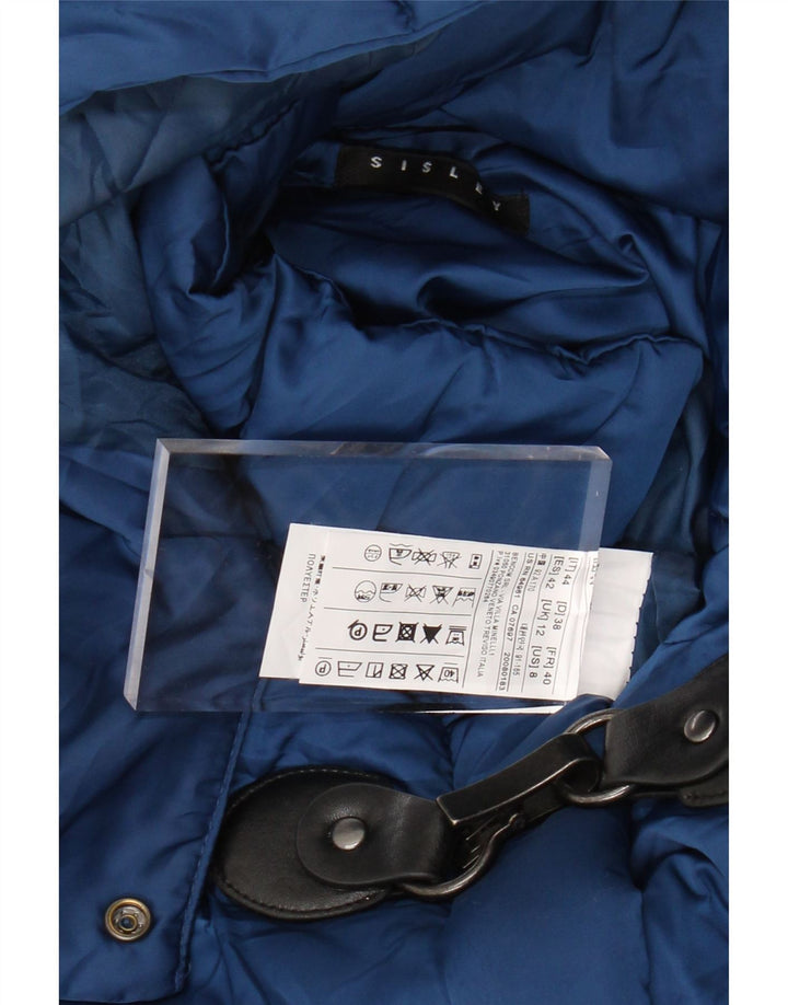 Jaqueta acolchoada com capuz feminina SISLEY UK 12 poliéster azul médio