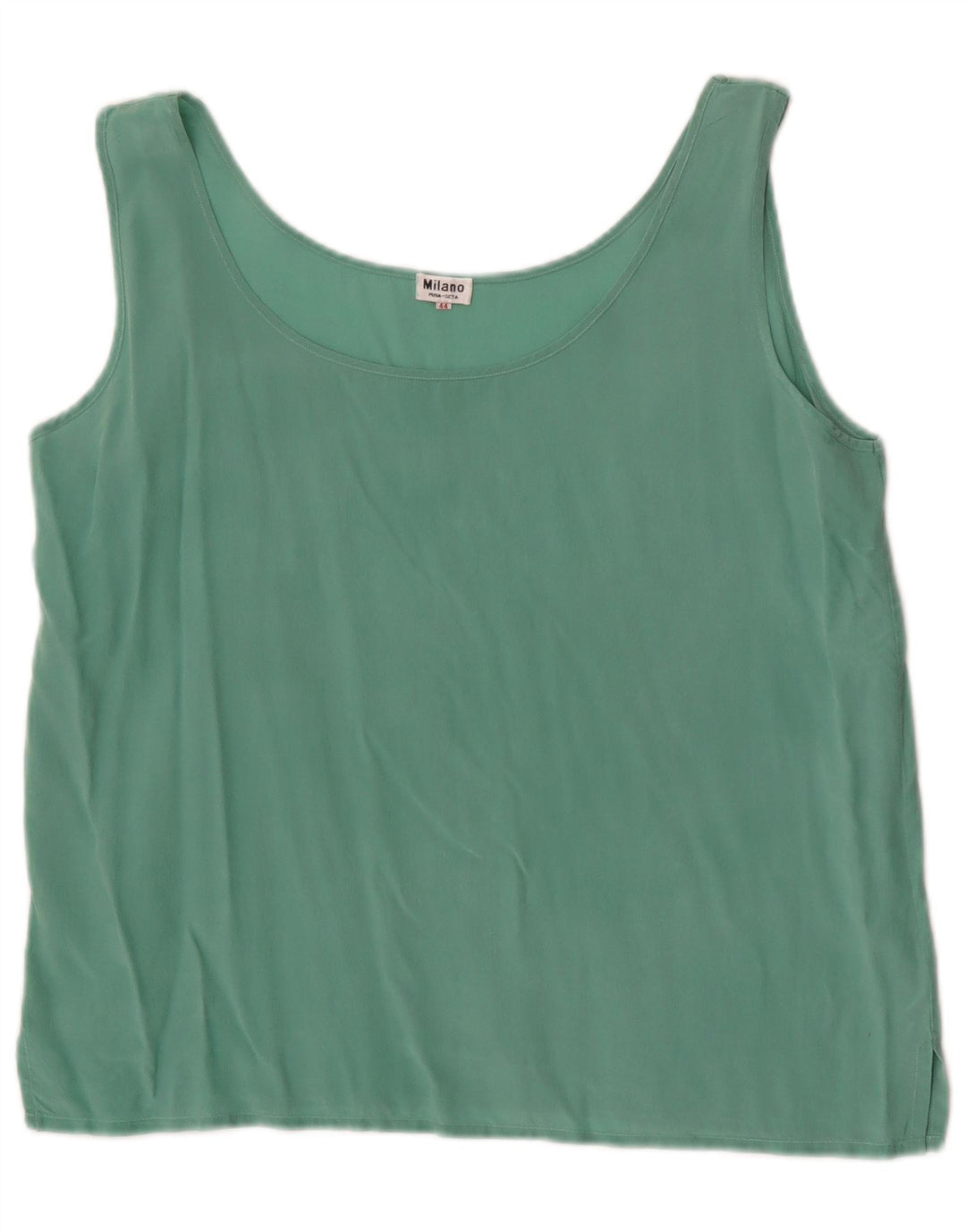 Blusa feminina vintage sem mangas Top IT 44 seda verde médio