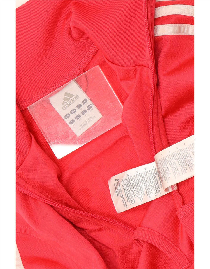 Adidas Womens Tracksuit Top Jacket UK 10 Pequeno Poliéster Vermelho