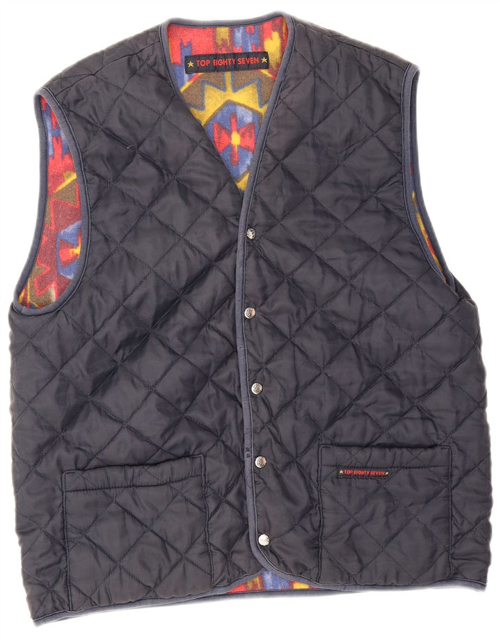Colete reversível masculino vintage UK 38 médio vermelho geométrico
