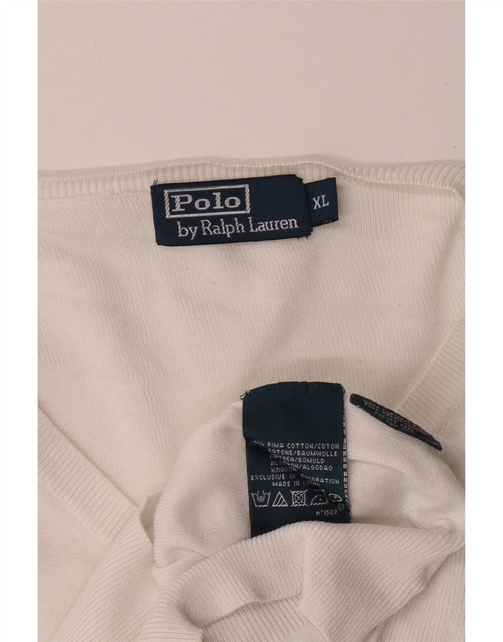 Suéter masculino POLO RALPH LAUREN com decote em V XL algodão branco