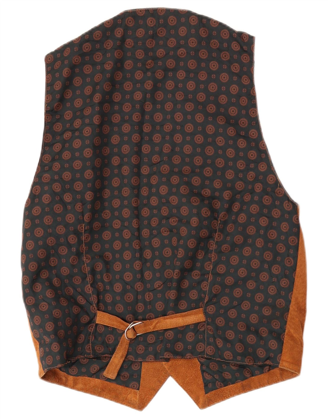 Colete de camurça masculino vintage Reino Unido 38 couro marrom médio