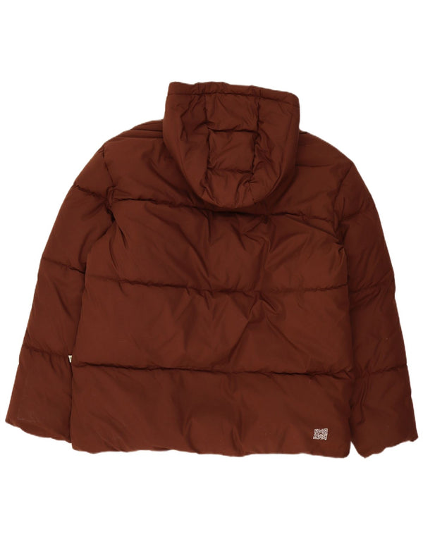 Jaqueta masculina acolchoada com capuz Champion UK 42 XL poliéster marrom