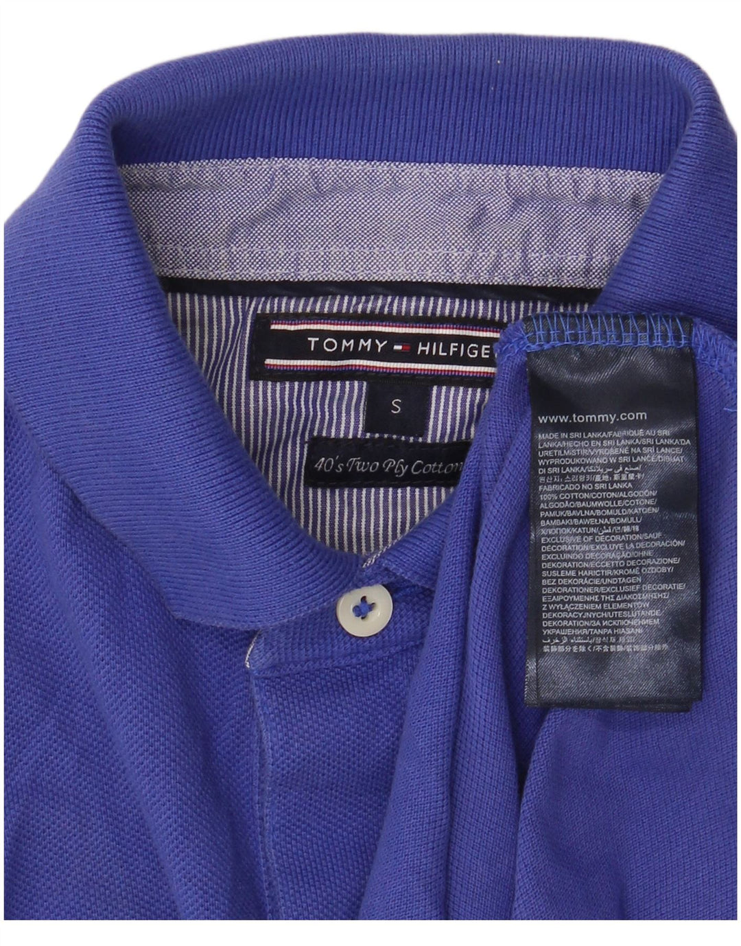 Camisa polo masculina TOMMY HILFIGER pequena azul algodão