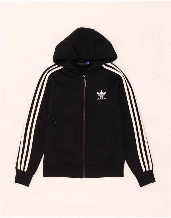 Suéter adidas feminino com capuz e zíper Reino Unido 8 pequeno poliéster preto