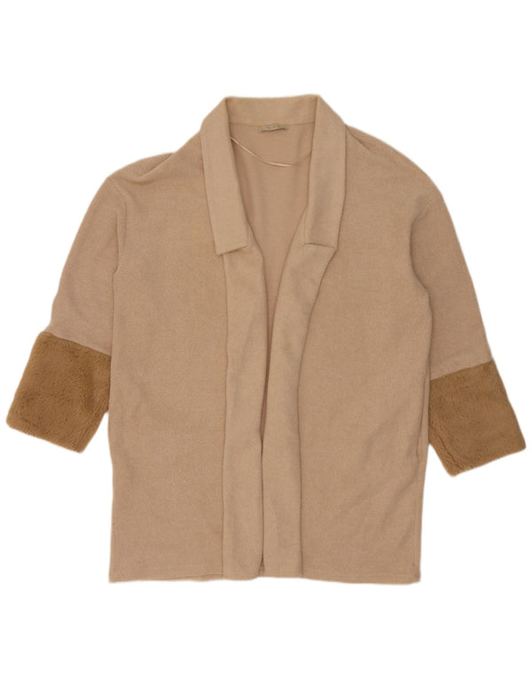 Suéter cardigã feminino Zara Oversized Longline Reino Unido 14 Médio Bege