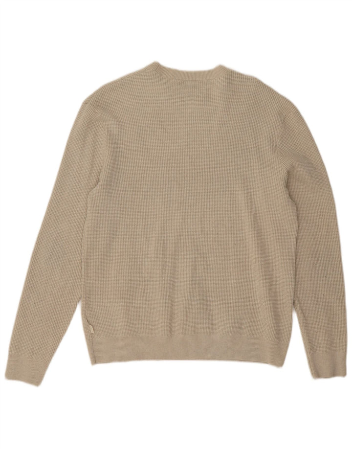 Suéter masculino Marks & Spencer com gola redonda, grande poliéster bege