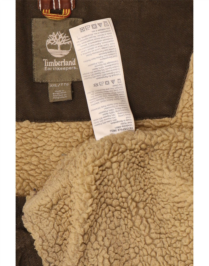 Jaqueta corta-vento masculina Timberland com capuz UK 44 2XL algodão marrom