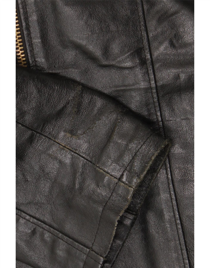 Jaqueta de couro feminina vintage UK 18 XL couro preto