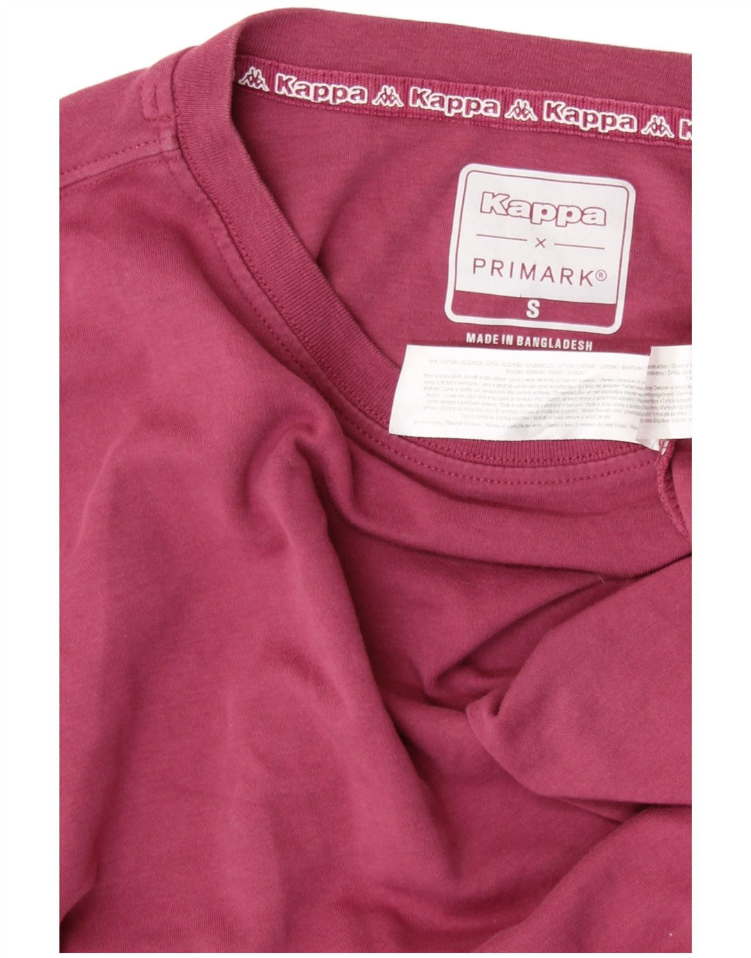 KAPPA Camiseta Feminina Crop Oversized Gráfico Reino Unido 10 Pequena Borgonha