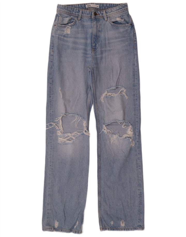 Calça jeans reta feminina Zara EU 38 pequena W28 L34 azul