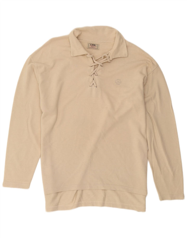 Camisa polo masculina de manga comprida Lee grande algodão bege