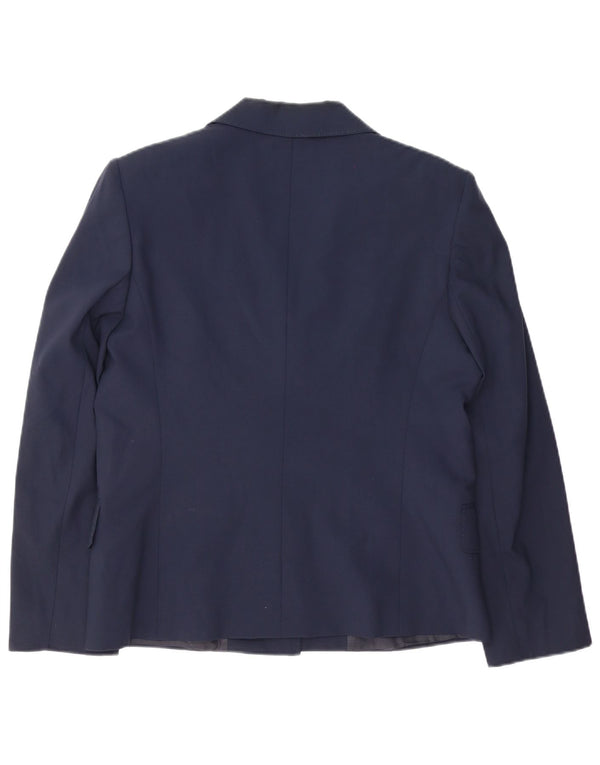 Jaqueta blazer feminina de 3 botões Gianfranco Ferre Reino Unido 14 grande azul marinho